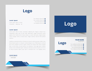Business card and letterhead design set. Corporate and business style template. Modern and clean branding stationery design. fully editable file