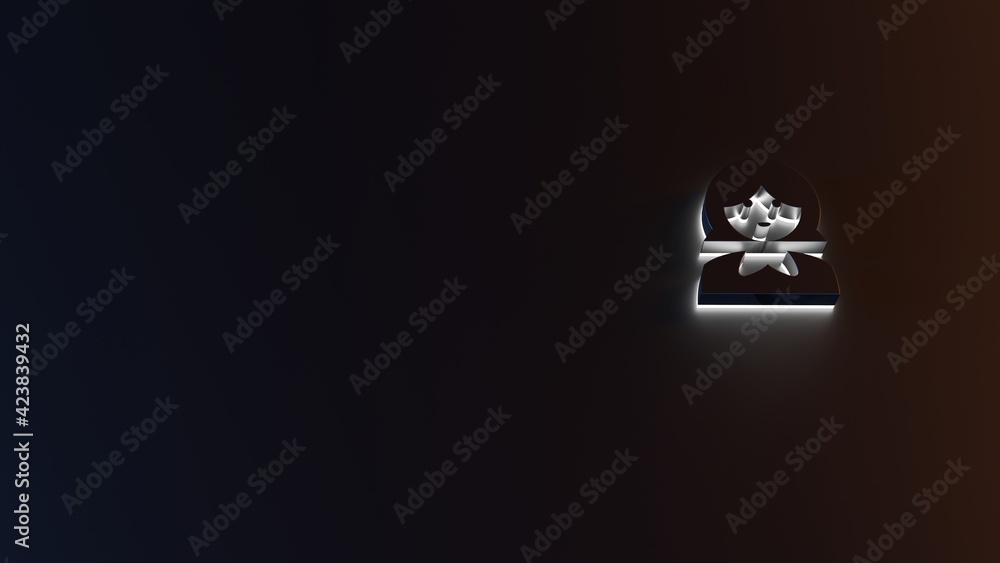 Poster 3d rendering of white light stripe symbol of matryoshka on dark background