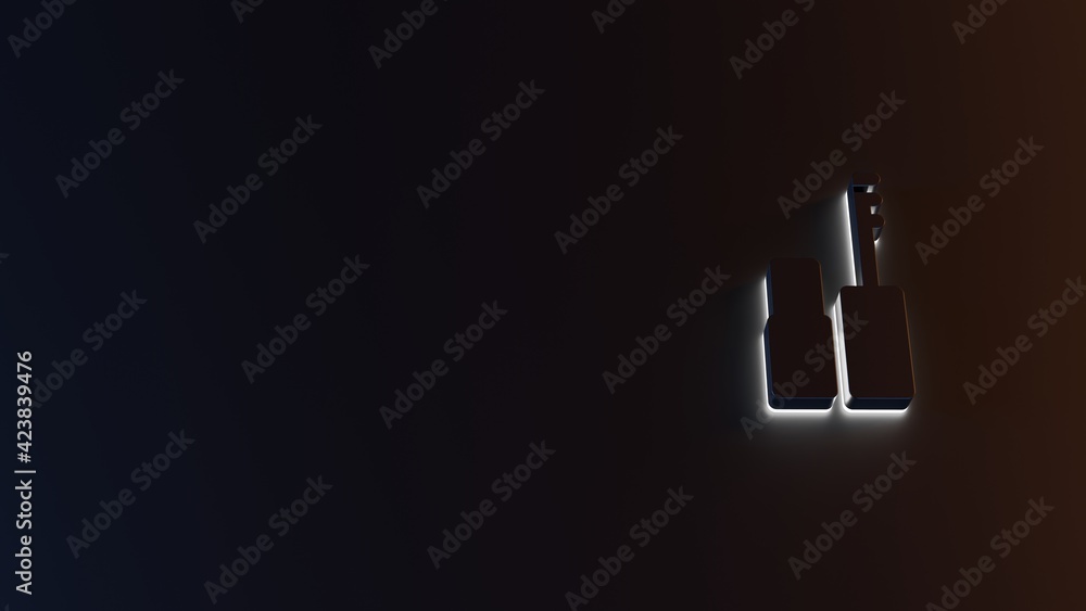 Poster 3d rendering of white light stripe symbol of mascara on dark background