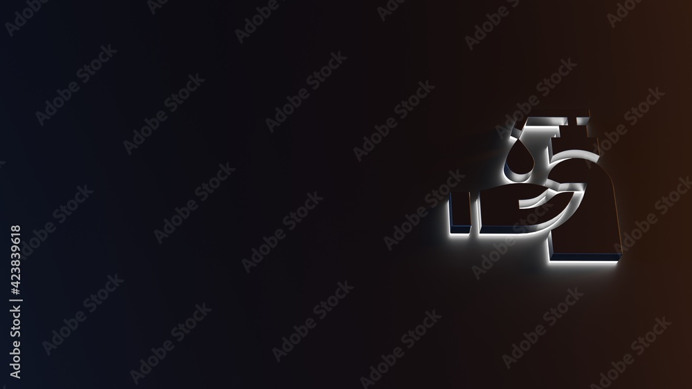 Poster 3d rendering of white light stripe symbol of lotion on dark background