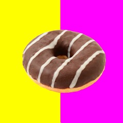 Donut isolated over pink and yellow background