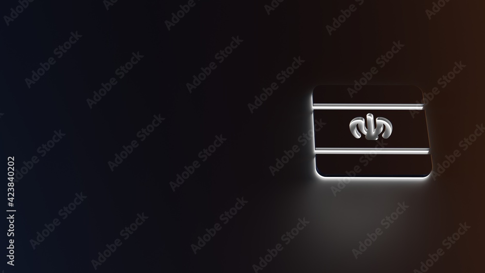 Poster 3d rendering of white light stripe symbol of iran on dark background