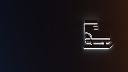 3d rendering of white light stripe symbol of ice skate shoes on dark background © Destrosvet