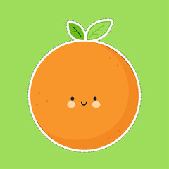 Cute funny Orange fruit character. Vector hand drawn cartoon kawaii character illustration icon. Orange fruit character concept