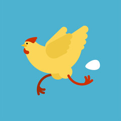 Chicken running isolated. Chicken run. vector illustration