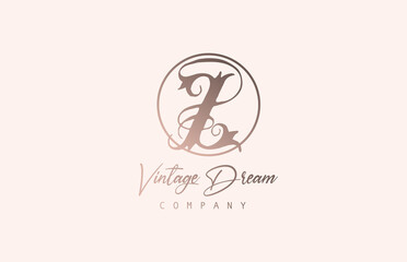 Z brown pastel color alphabet logo letter icon. Vintage design concept for company and business. Corporate identity with unique retro style