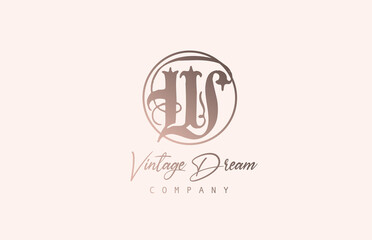 Obraz premium W brown pastel color alphabet logo letter icon. Vintage design concept for company and business. Corporate identity with unique retro style