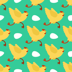 Chicken running pattern seamless. Chicken run background. vector texture
