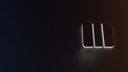 3d rendering of white light stripe symbol of France on dark background