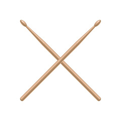 Wooden Drum Stick Crossed Realistic Vector Isolated on WhitePrint