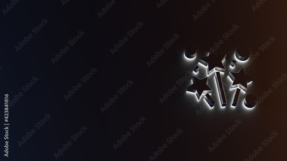 Poster 3d rendering of white light stripe symbol of fireworks on dark background
