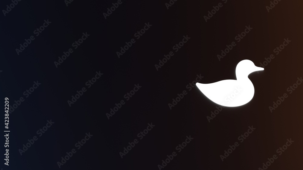 Aufkleber 3d rendering of white light stripe symbol of duck on dark background