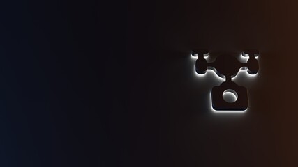 3d rendering of white light stripe symbol of drone on dark background