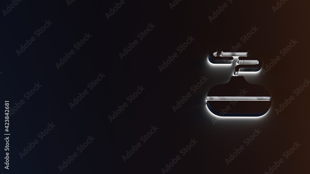 Poster 3d rendering of white light stripe symbol of diffuser on dark background