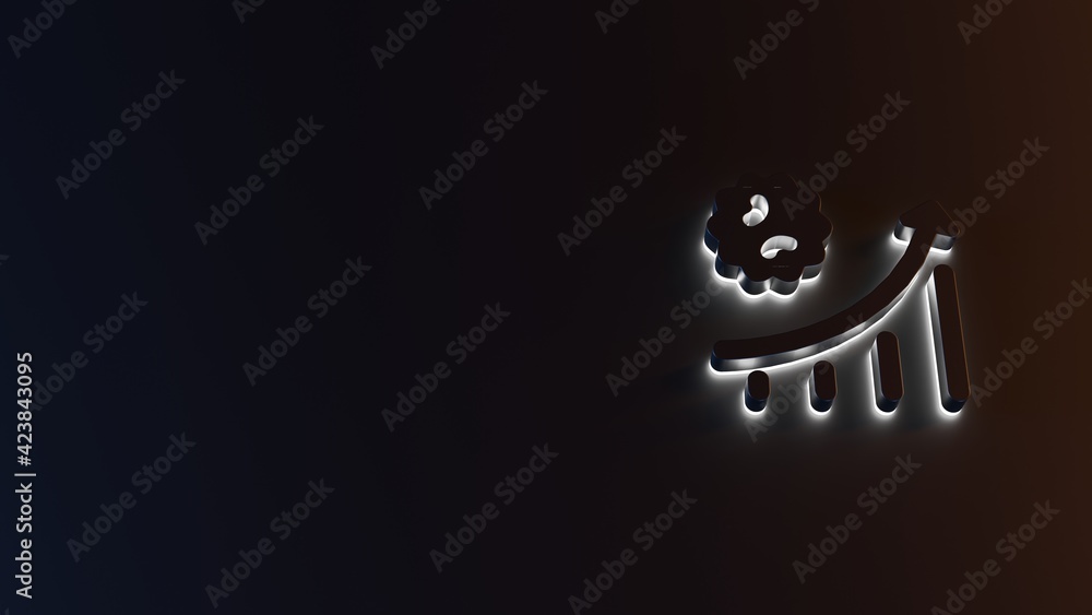 Poster 3d rendering of white light stripe symbol of corona graph on dark background