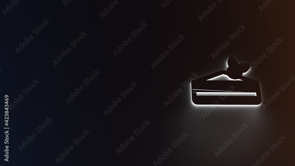 Poster 3d rendering of white light stripe symbol of cake on dark background