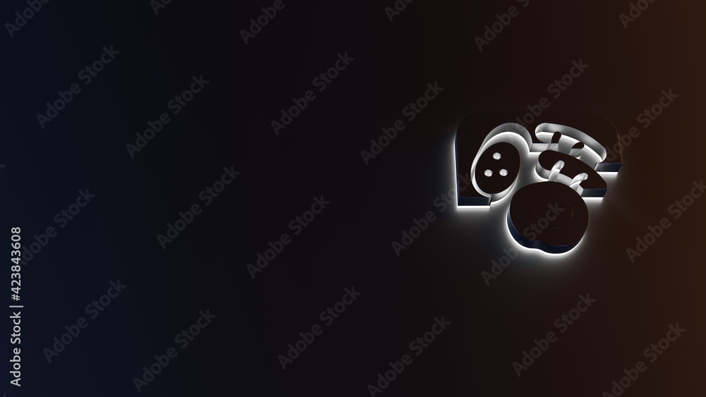 Poster 3d rendering of white light stripe symbol of breakfast on dark background