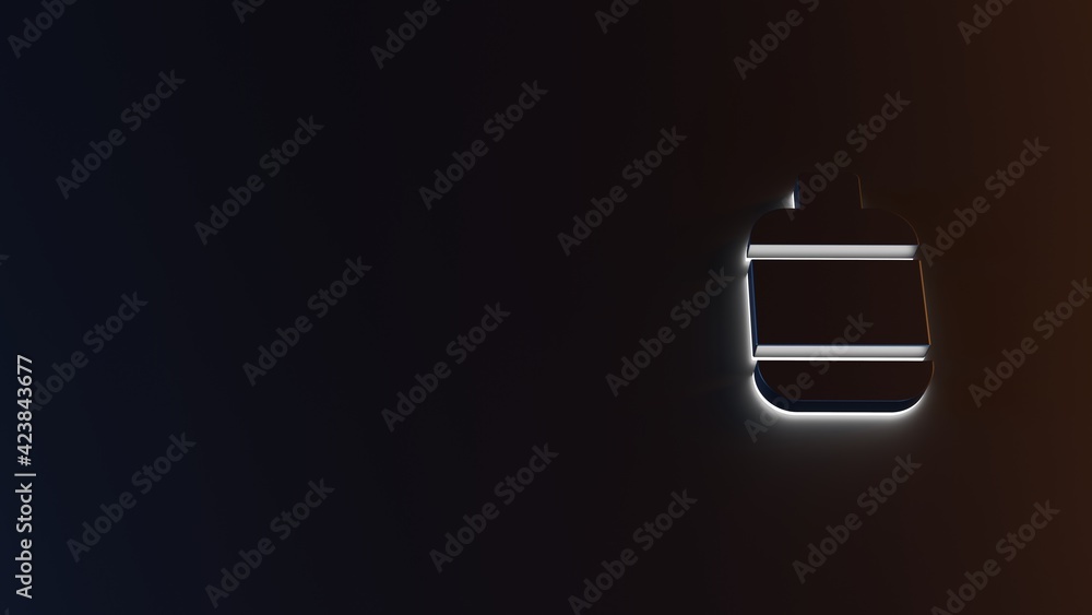 Poster 3d rendering of white light stripe symbol of bottle on dark background