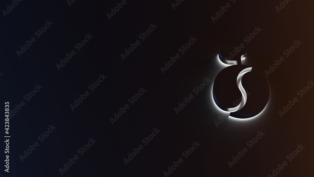 Poster 3d rendering of white light stripe symbol of biotechnology on dark background