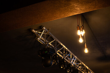 Ceiling lights in the dark room