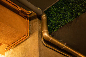 Colorful pipes on the ceiling