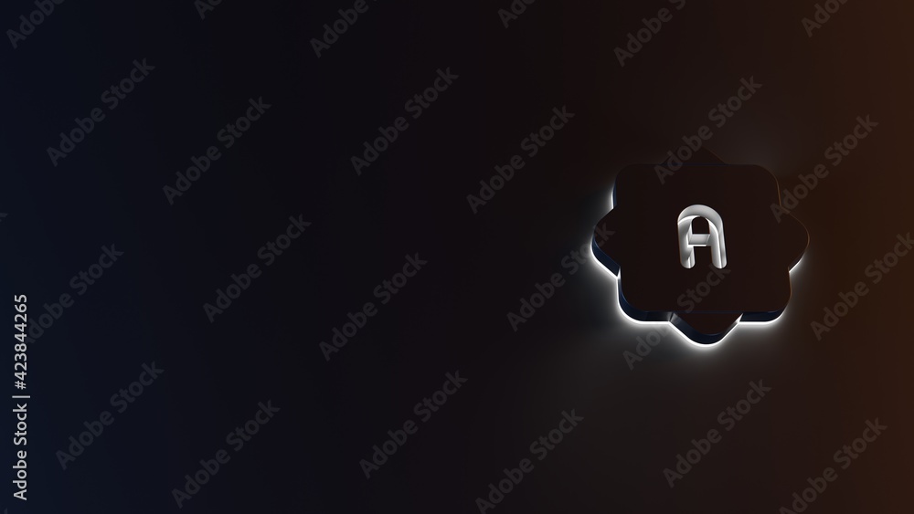 Poster 3d rendering of white light stripe symbol of auto camera on dark background