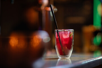 Red tea on the bar table