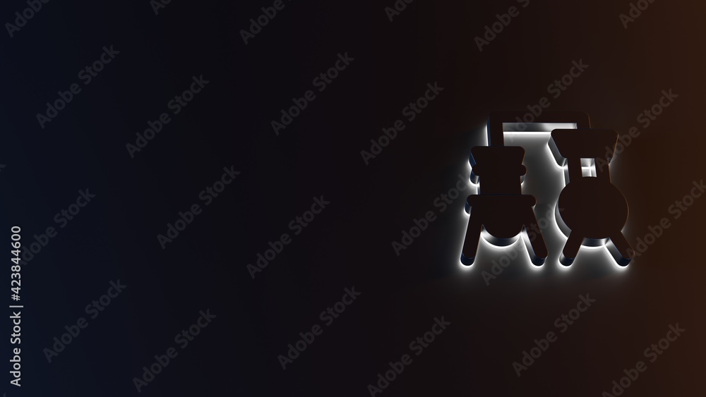 Poster 3d rendering of white light stripe symbol of alchemy on dark background
