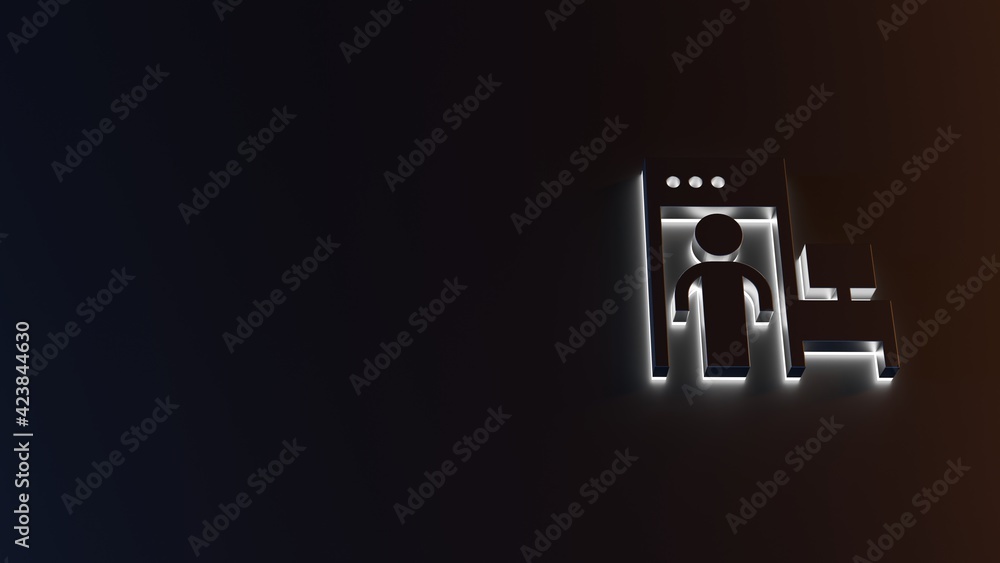 Poster 3d rendering of white light stripe symbol of airport control on dark background