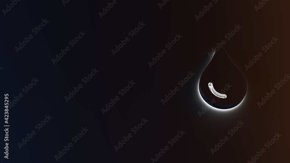 Poster 3d rendering of white light stripe symbol of tint on dark background