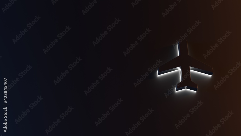 Poster 3d rendering of white light stripe symbol of technology on dark background
