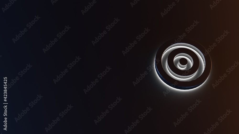 Aufkleber 3d rendering of white light stripe symbol of target on dark background