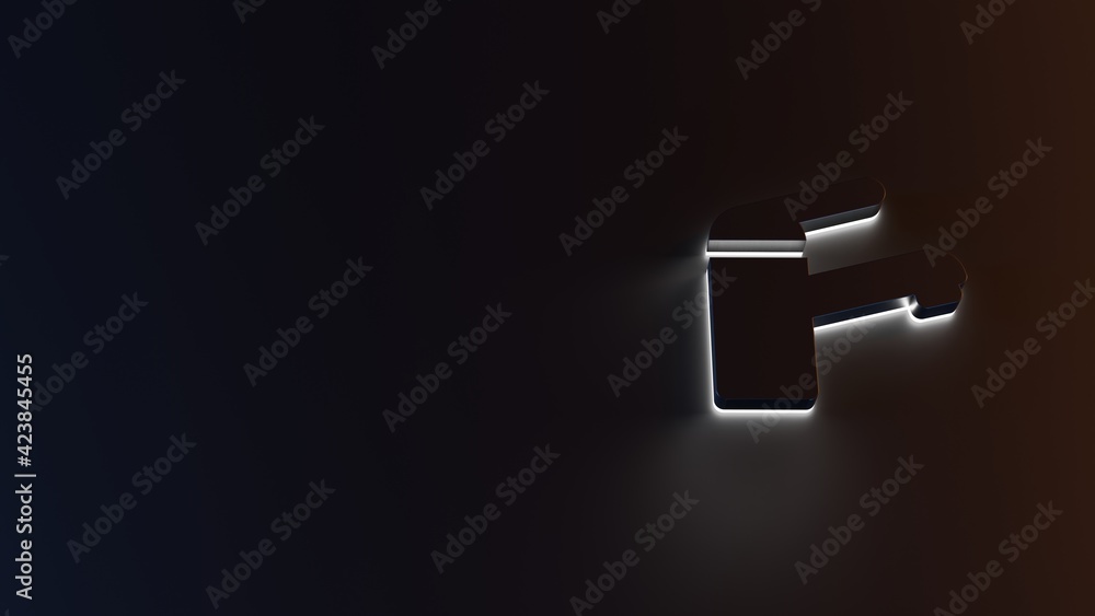 Poster 3d rendering of white light stripe symbol of tap on dark background