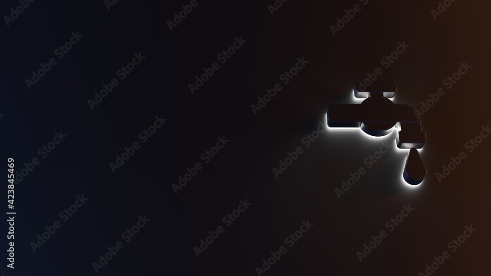 Poster 3d rendering of white light stripe symbol of tap on dark background
