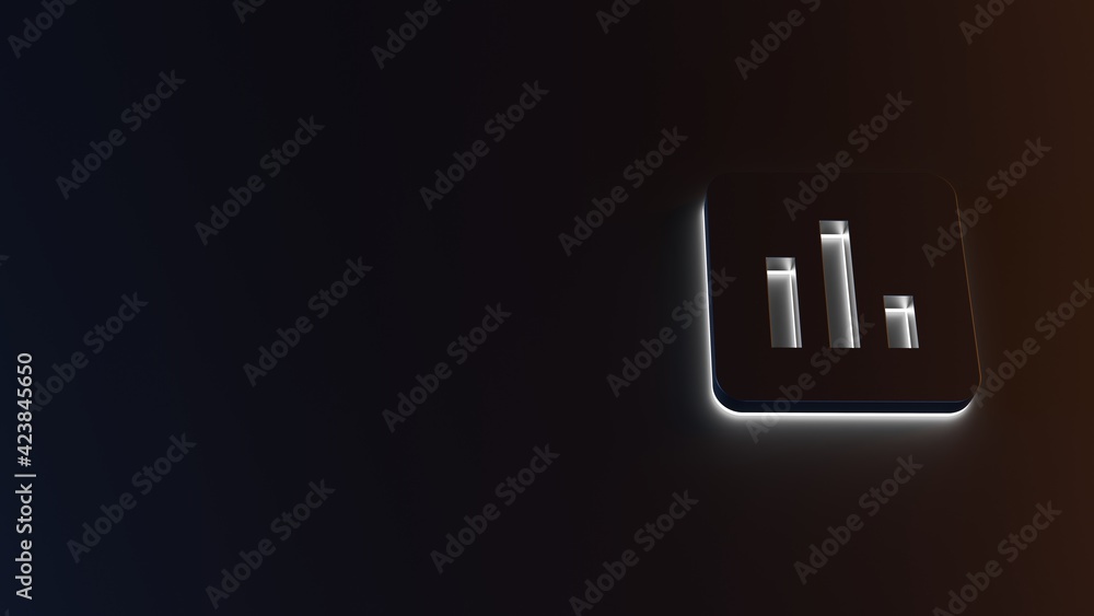 Poster 3d rendering of white light stripe symbol of square on dark background