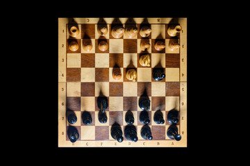 A chess game from start to finish, checkmate white from the black queen. Opening of the four...