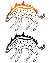 Vector drawing of a fantasy fire hyena