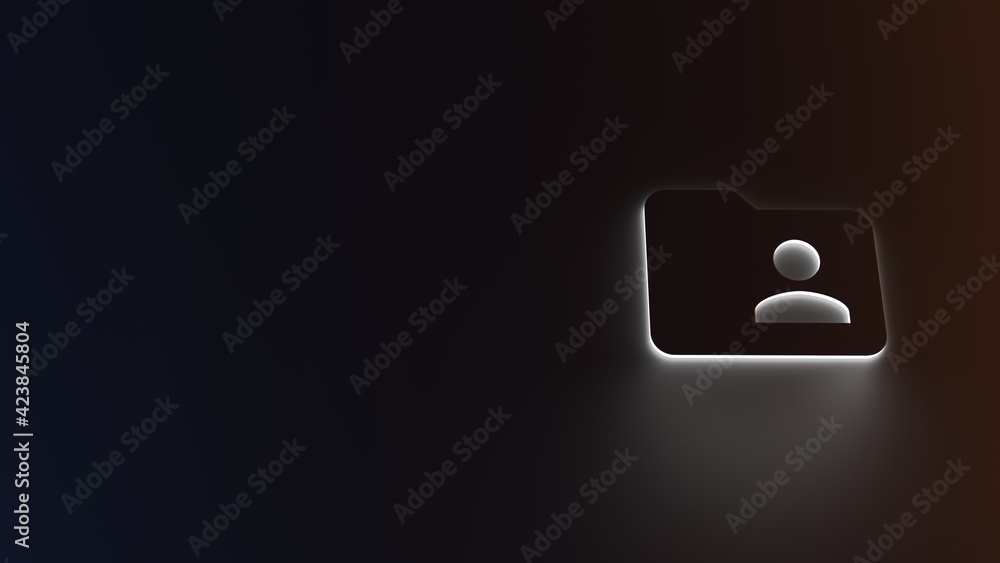 Poster 3d rendering of white light stripe symbol of social on dark background