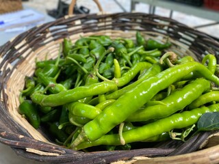 green peppers in a basket