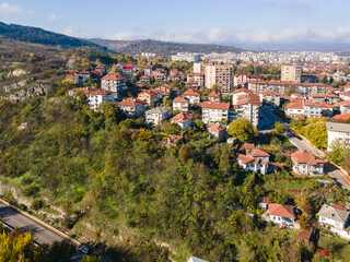 Fototapeta premium Aerial view of center of town of Lovech, Bulgaria