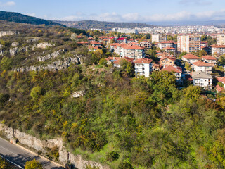 Fototapeta na wymiar Aerial view of center of town of Lovech, Bulgaria