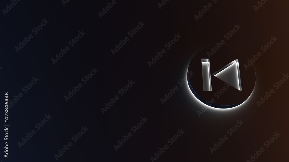Poster 3d rendering of white light stripe symbol of previous on dark background