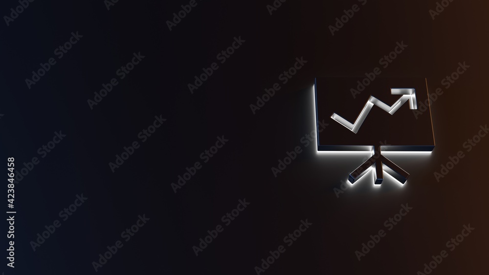 Poster 3d rendering of white light stripe symbol of presentation on dark background