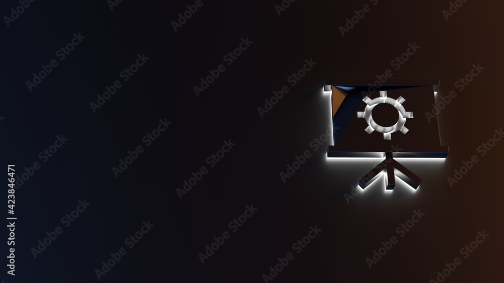 Poster 3d rendering of white light stripe symbol of presentation on dark background