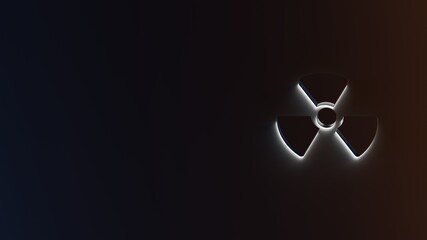 3d rendering of white light stripe symbol of radiation on dark background