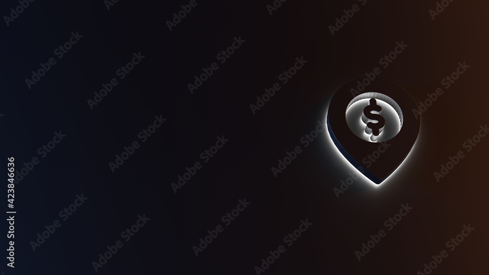Poster 3d rendering of white light stripe symbol of placeholder on dark background