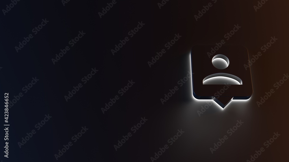 Poster 3d rendering of white light stripe symbol of pin on dark background