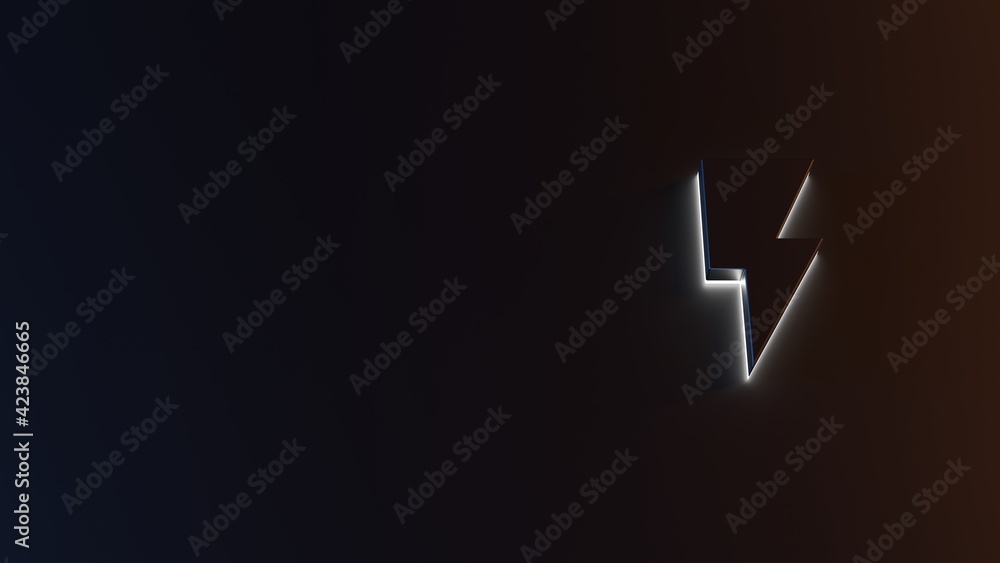 Poster 3d rendering of white light stripe symbol of photo on dark background