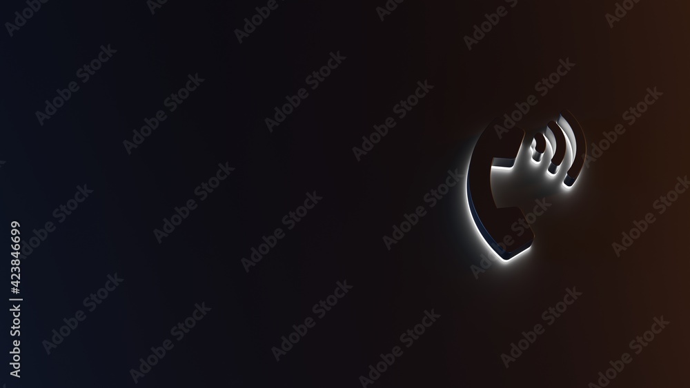 Poster 3d rendering of white light stripe symbol of phone volume on dark background