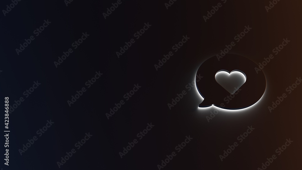 Poster 3d rendering of white light stripe symbol of multimedia on dark background